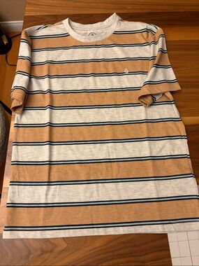 Volcom Striped Short-Sleeve Tee in Tan & Light Gray